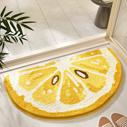 Feblilac Fruit Semicircle Lemon Tufted Bath Mat