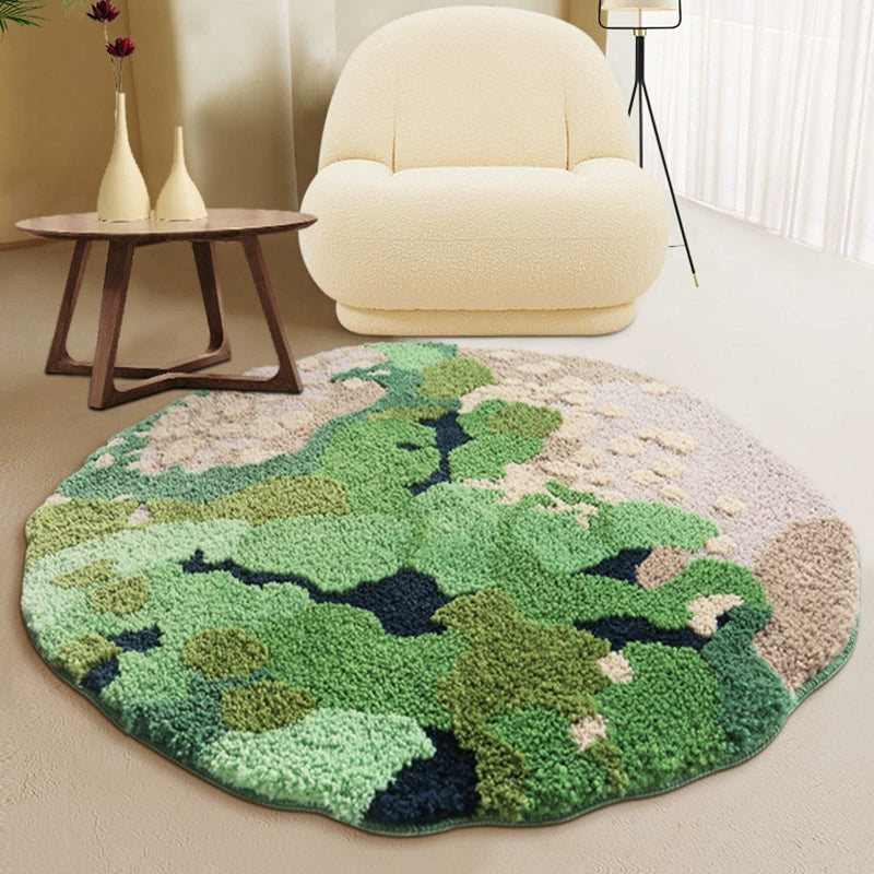 Feblilac Round Green Island Tufted Bath Mat