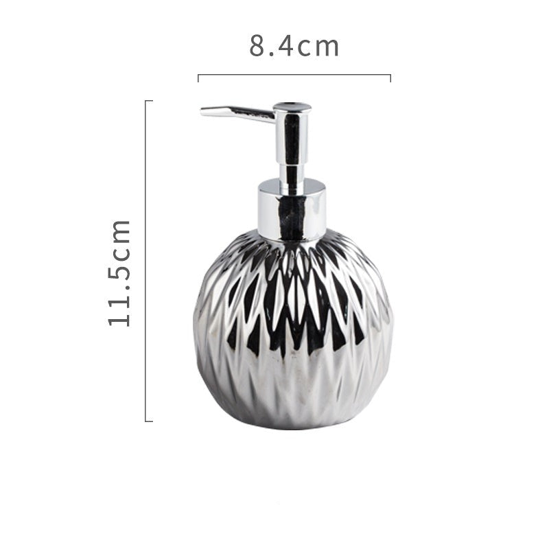 Ceramic Soap Dispenser, Round Bottle for Kitchen Bathroom, Gold and Silver - view 7