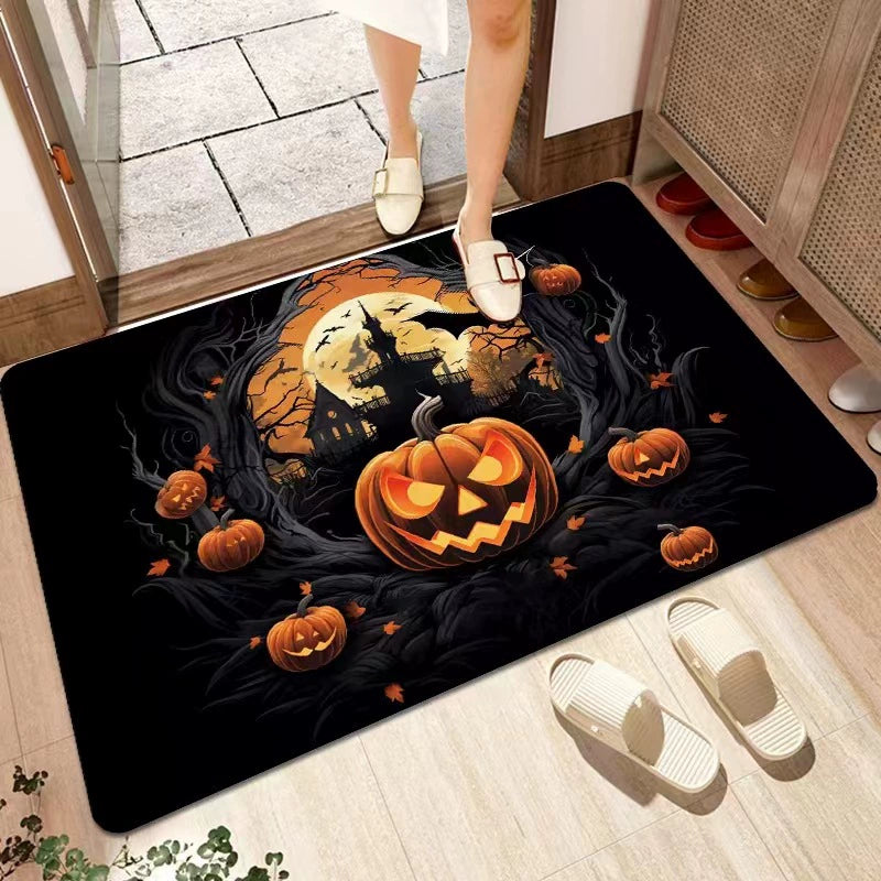 Feblilac Halloween Funny Face Horror Moon Castle PVC Coil Door Mat