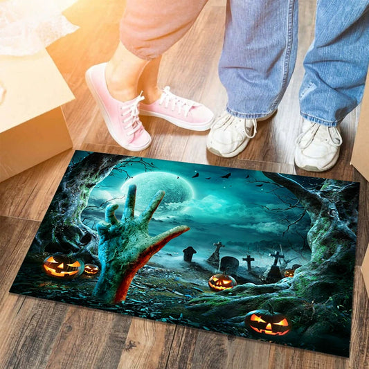 Feblilac Halloween Pumpkin Hand PVC Coil Door Mat