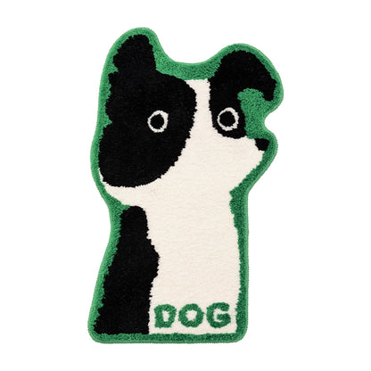 Feblilac Green Dog Tufted Bath Mat