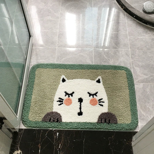 Feblilac Cute Cat Tufted Bath Mat