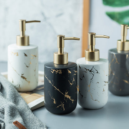 Ceramic Soap Dispenser, Marble Texture Bottle for Kitchen Bathroom