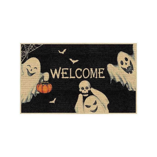 Feblilac Halloween Horror Strange Smile Boo Pumpkin PVC Coil Door Mat