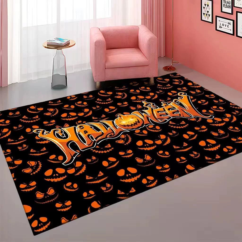 Feblilac Black Halloween Horror Ghost Festival Handmade Tufted Acrylic Livingroom Carpet Area Rug