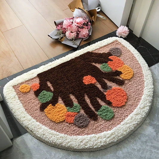 Feblilac Semicircular Special Children Cartoon Plant Tufted Bath Mat