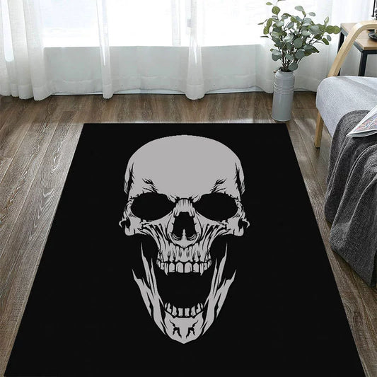 Feblilac Skull with Open Mouth Halloween Horror Party Decorative Tufted Acrylic Livingroom Carpet Area Rug