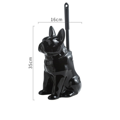 Feblilac Cute Ceramic Dog Toilet Brush Holder for Bathroom