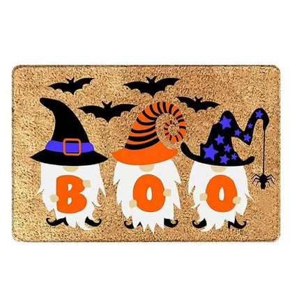 Feblilac Halloween Wearing A Hat Boo PVC Coil Door Mat