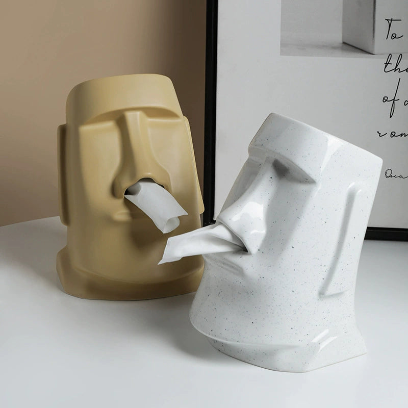 Easter Island Statue Nordic Style Tissue Box Ornament Living Room Dining Table Coffee Table Household Creative Ceramic Paper Box