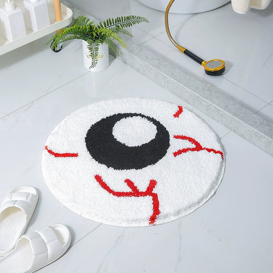 Feblilac Halloween Black Eyeballs Tufted Bath Mat