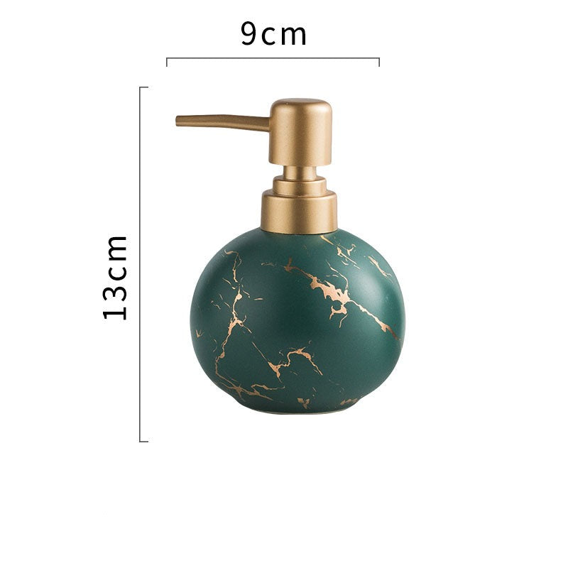 Feblilac Ceramic Soap Dispenser, Round Bottle for Kitchen Bathroom with Marble Texture - view 8