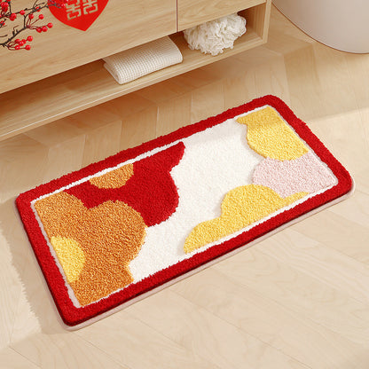 Red and Orange Flowers Tufted Bath Mat