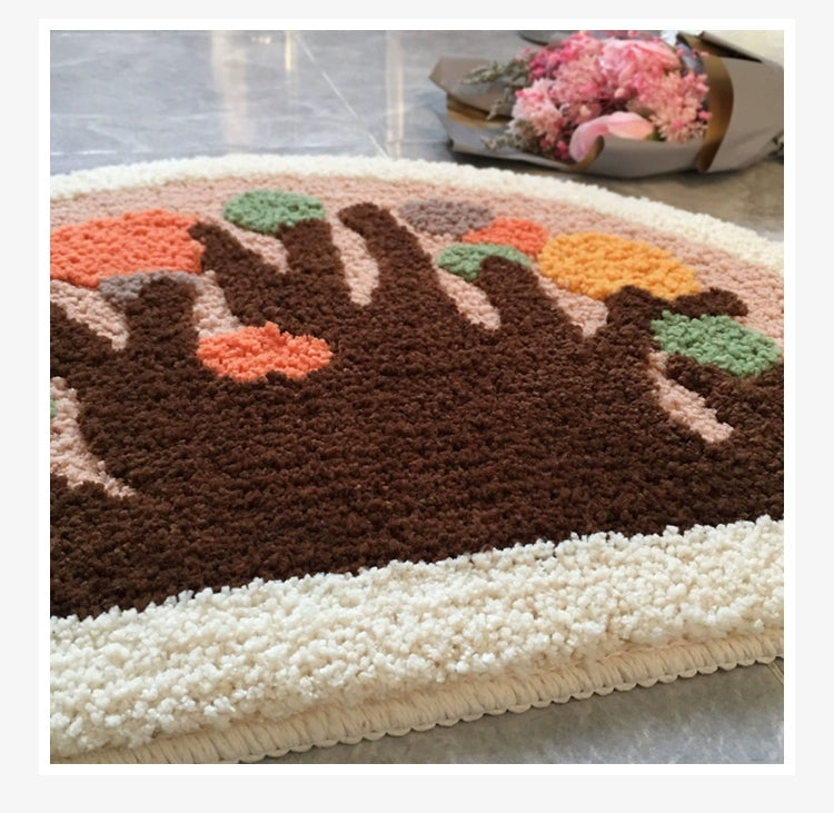 Feblilac Semicircular Special Children Cartoon Plant Tufted Bath Mat