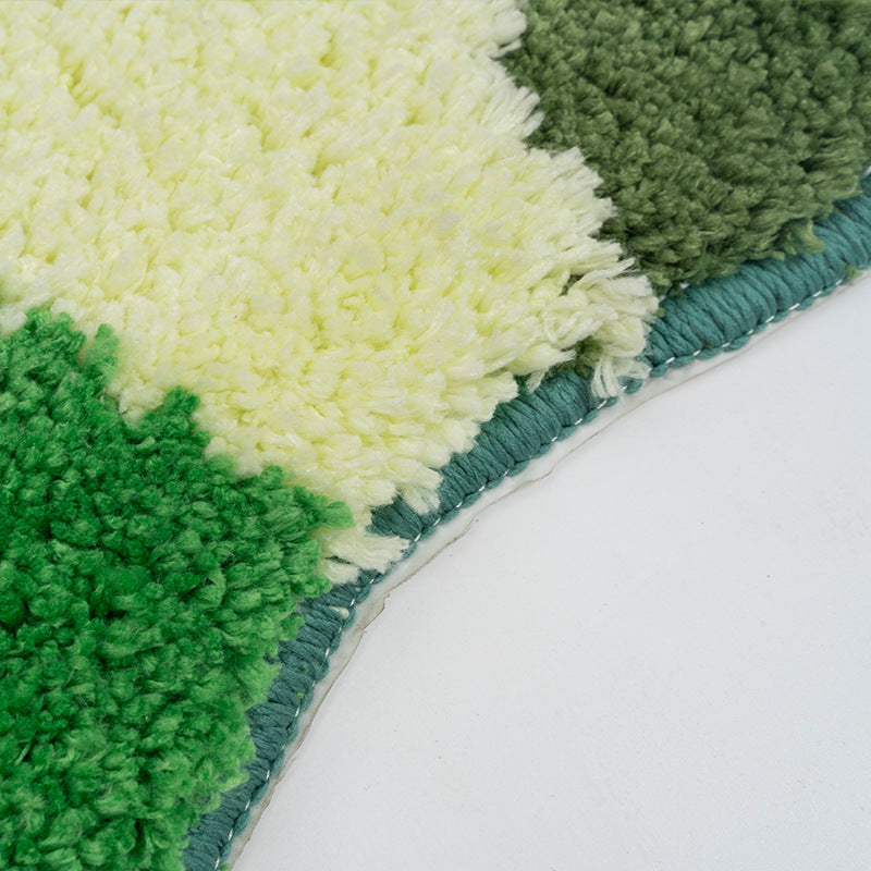 Feblilac Green Moss Garden Bath Mat, Cute Lovely Forest Bathroom Rug, Soft Flush Non-Slip Water Absorbent Mat