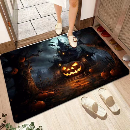 Feblilac Halloween Funny Face Horror Castle PVC Coil Door Mat