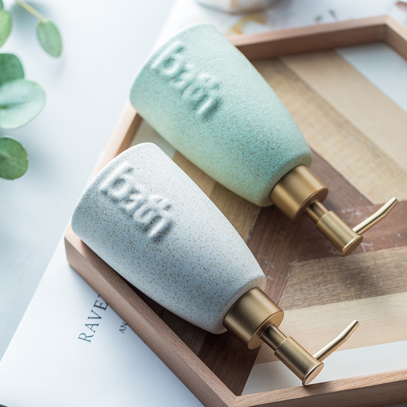 Solid Color Ceramic Soap Dispenser, BATH Bottle for Bathroom Shampoo Liquid Shower Gel - view 4