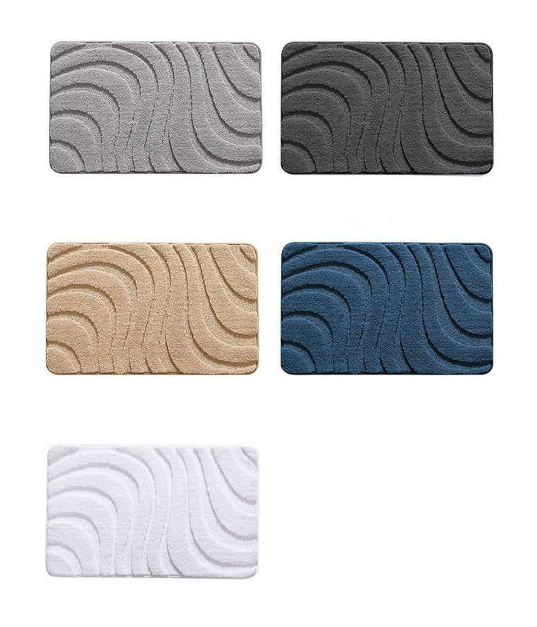 Feblilac Solid Color Tufted Bath Mat, Curve Pattern Bathroom Rug