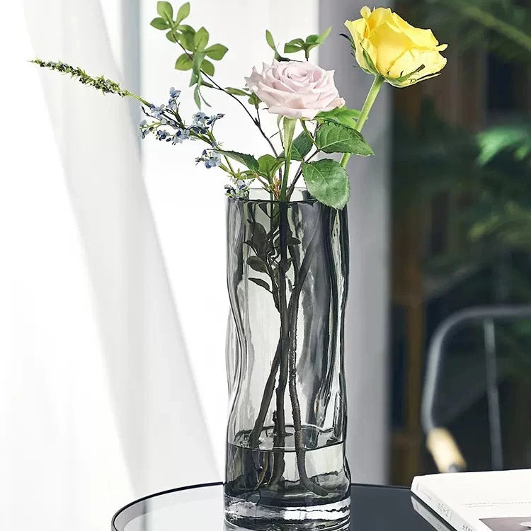 Feblilac Glass Vase Ornament Ins Modern Simple Living Room Dining Table Vase High-end Decoration