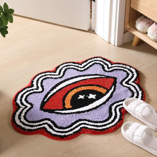 Feblilac Halloween Weird Eyes Tufted Bath Mat