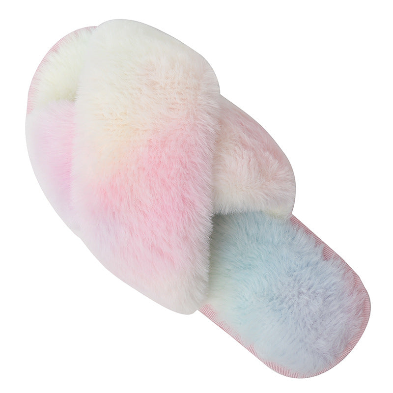 Fuzzy Cross Band Slippers for Women Girl - view 9