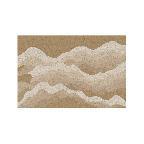 Brown Wave Entrance Door Mat, Modern Abstract Ocean Style Rug for Door, PVC Welcome Mat