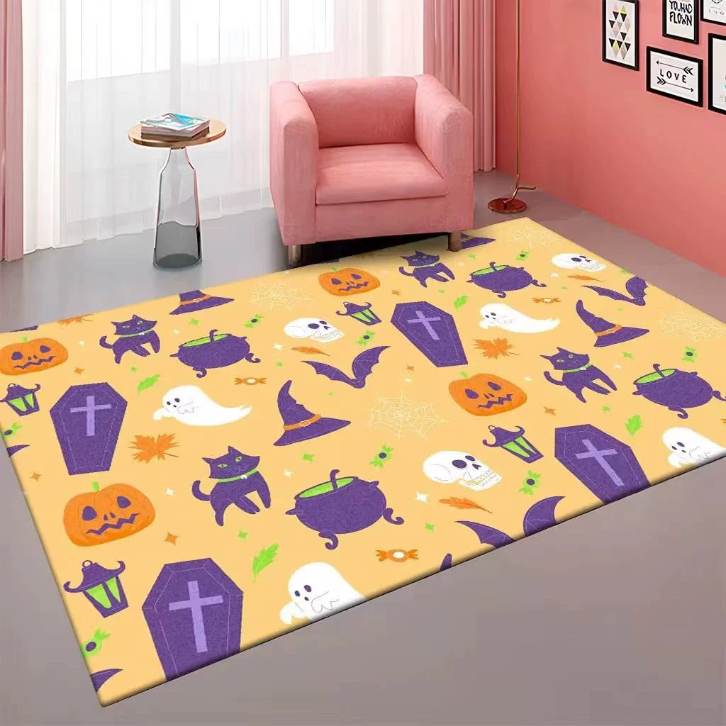 Feblilac Purple Halloween Horror Ghost Festival Handmade Tufted Acrylic Livingroom Carpet Area Rug