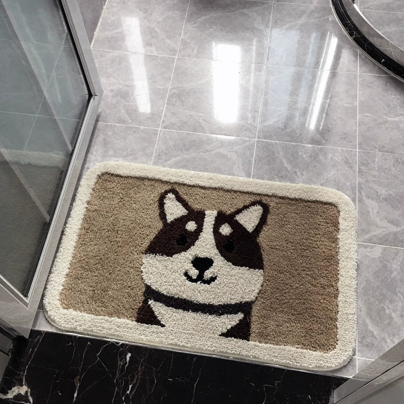 Feblilac Cute Dog Tufted Bath Mat