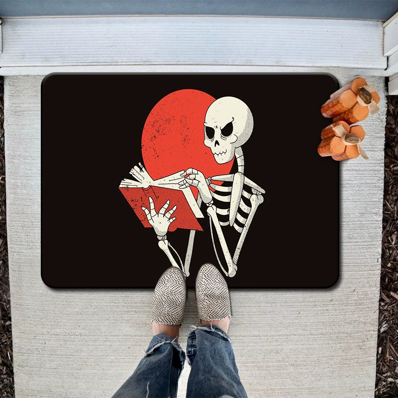 Feblilac Halloween Read Skull Horror PVC Coil Door Mat - view 2