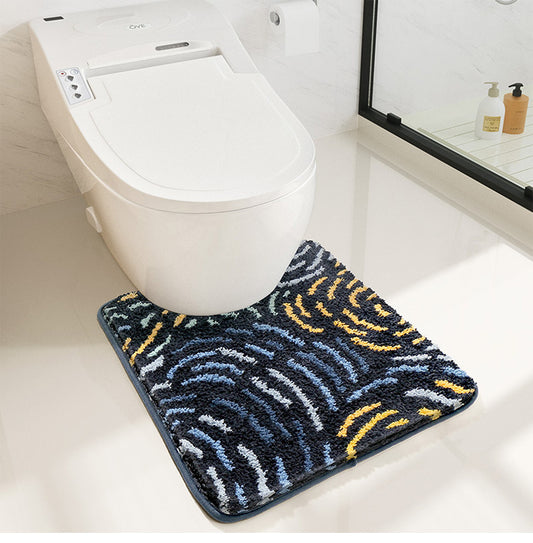 Feblilac Starry Night Tufted Bathroom Mat Toilet U-Shaped Floor Mat