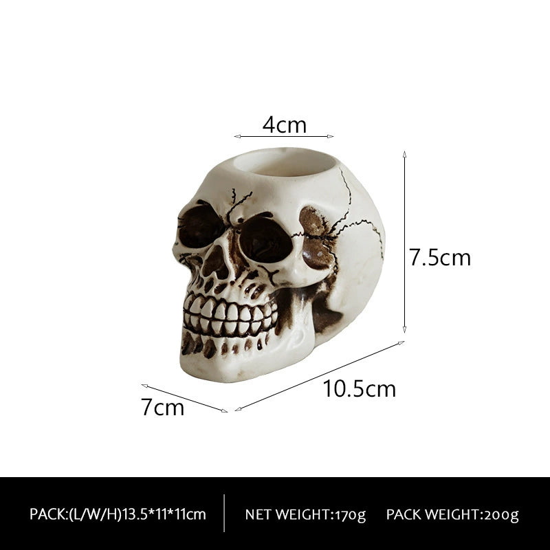 Feblilac Skull Candle Holder Ornament Atmosphere Decoration Props Halloween Home Resin Crafts