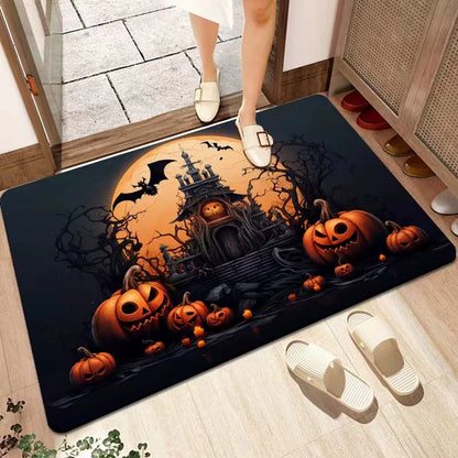 Feblilac Halloween Castle Funny Face Horror PVC Coil Door Mat