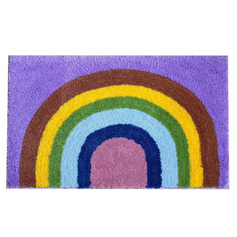 Feblilac Rainbow Bedroom Mat, Cute Colorful Rug
