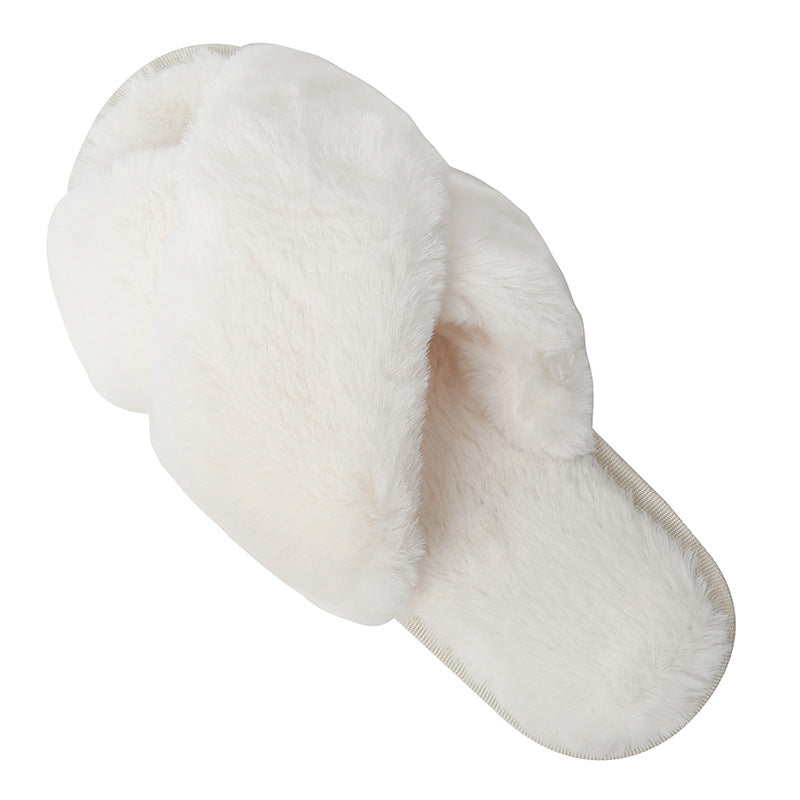 Fuzzy Cross Band Slippers for Women Girl - view 4
