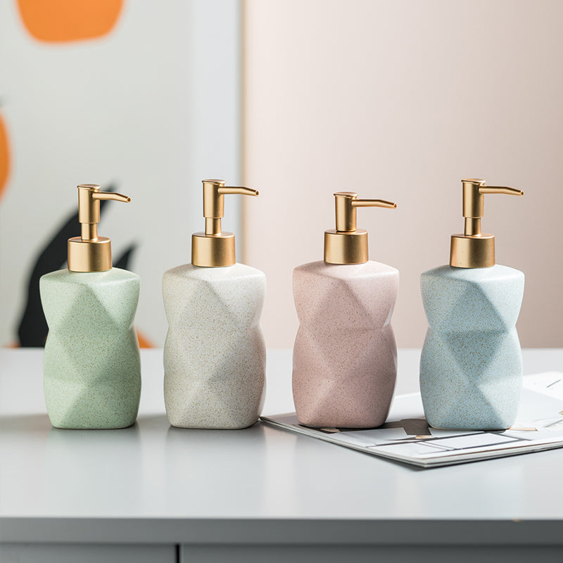 Ceramic Dimond Shape Soap Dispenser, Liquid Soap Pump Bottle