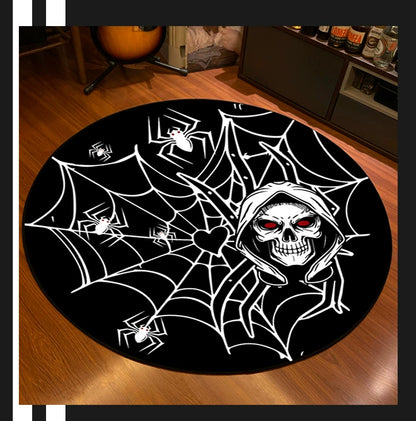 Feblilac Skull Black Spider Web Halloween Horror Festival Theme Party Handmade Tufted Acrylic Livingroom Carpet Area Rug