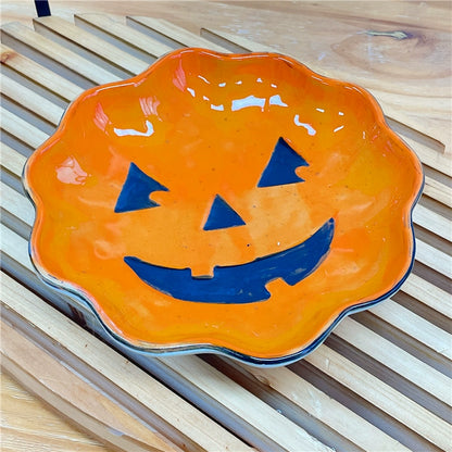 Feblilac Halloween Décor Ceramic Plate Pumpkin Imp Plate Imp Bowl