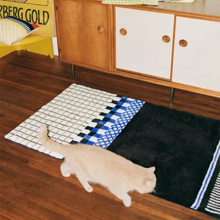 Feblilac Hong Kong Retro American Color Contrast Bedroom Rug Long Runner
