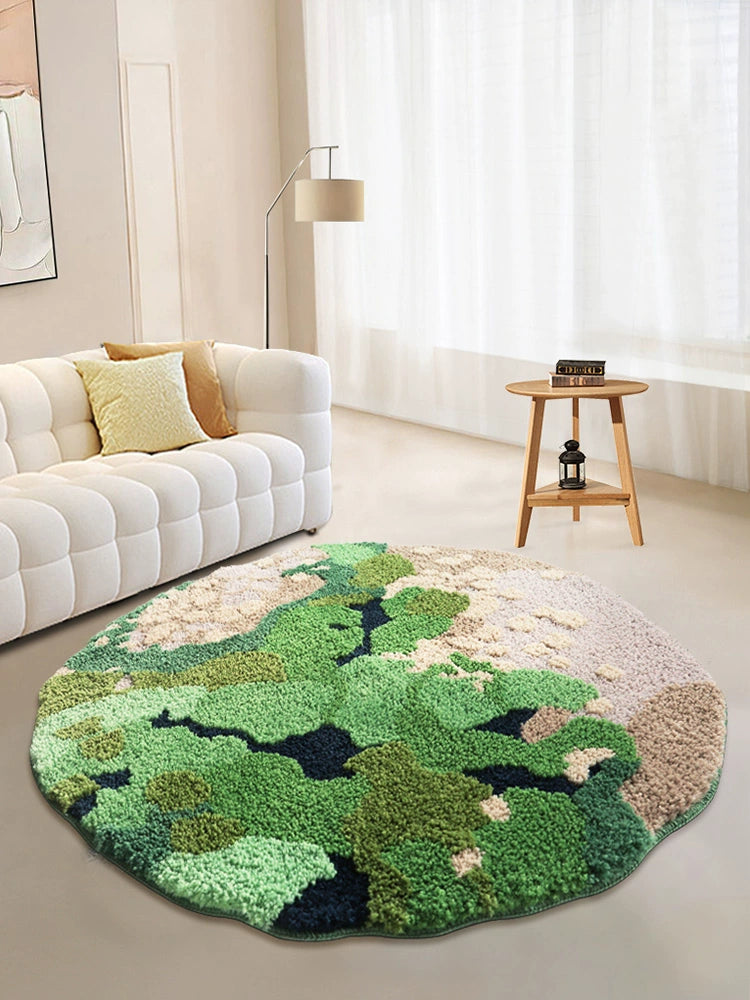 Feblilac Round Green Island Tufted Bath Mat