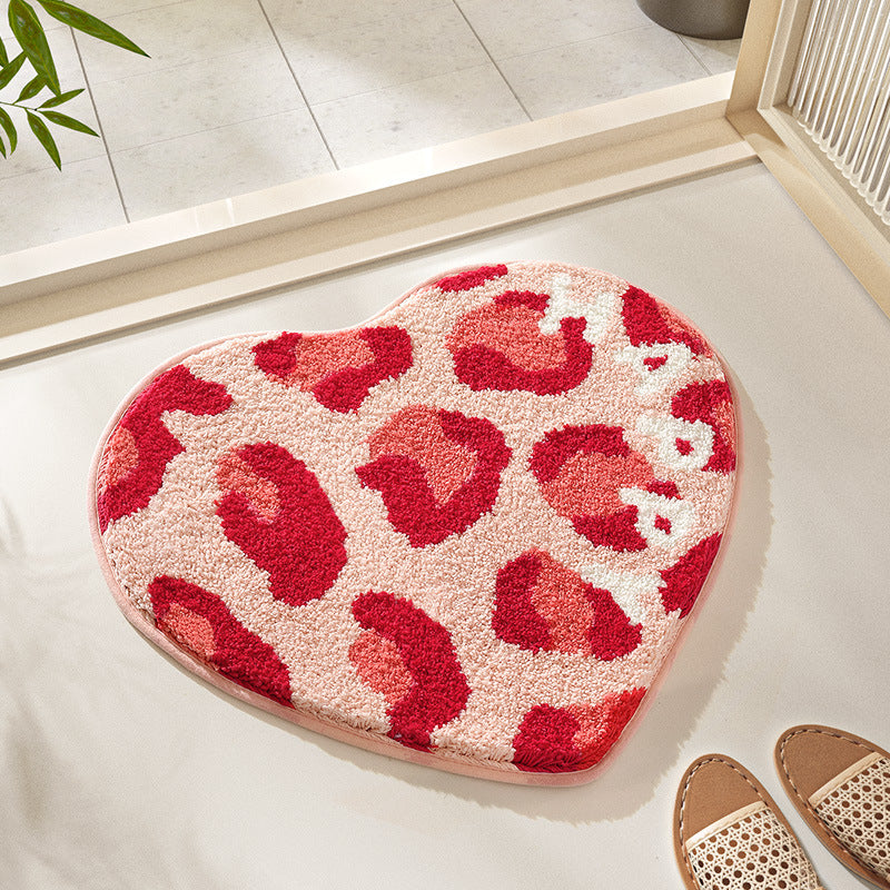 Feblilac Happy Heartbeat Signal Tufted Bath Mat