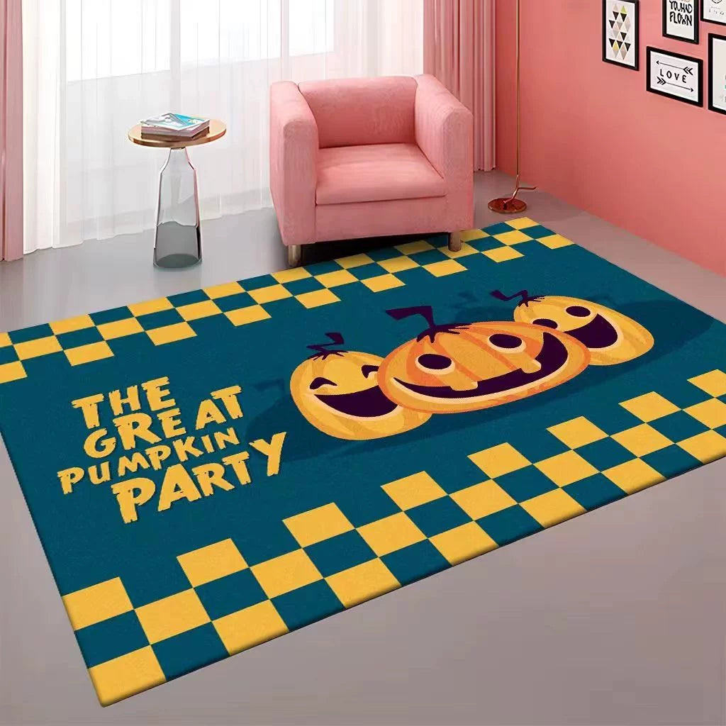 Feblilac Pumpkin Party Halloween Horror Ghost Festival Handmade Tufted Acrylic Livingroom Carpet Area Rug