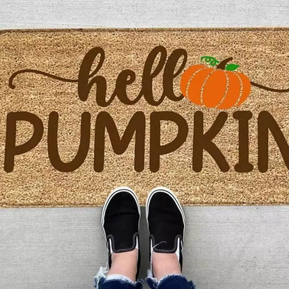 Feblilac Halloween Hello Pumpkin PVC Coil Door Mat