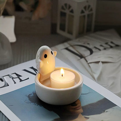 Feblilac Creative Cute Ghost Candle Holder Ceramic Scented Candle Desktop Decoration Props Halloween Gifts