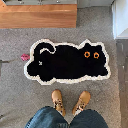 Feblilac Black Cat Bedroom Rug Long Runner