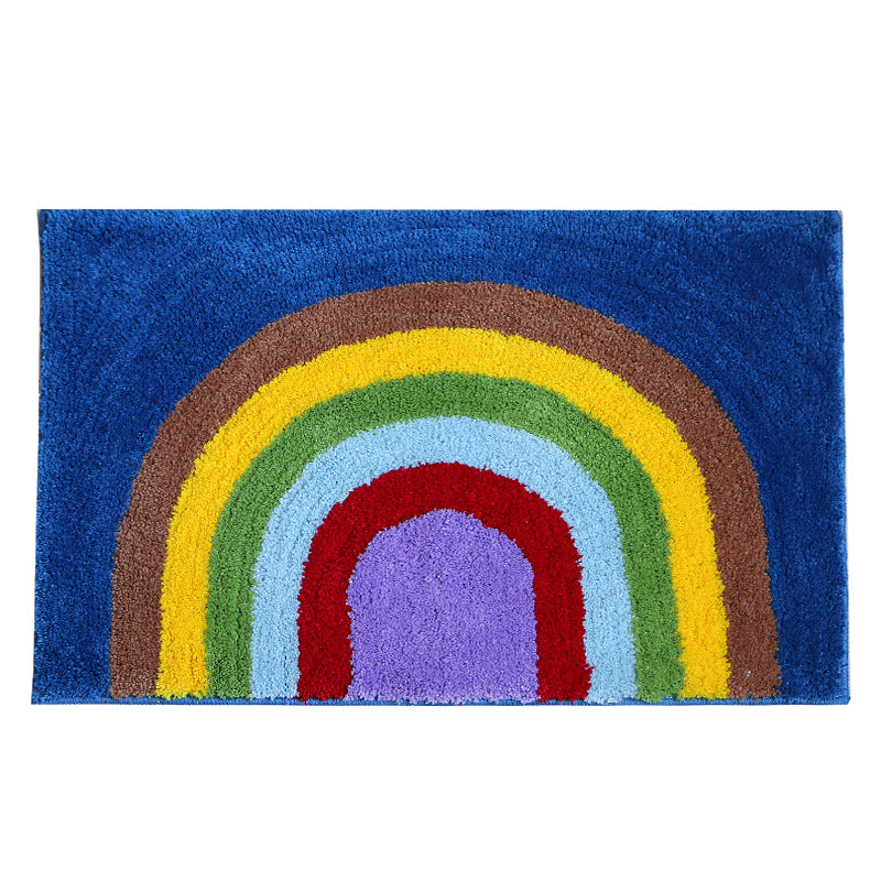 Feblilac Rainbow Bedroom Mat, Cute Colorful Rug