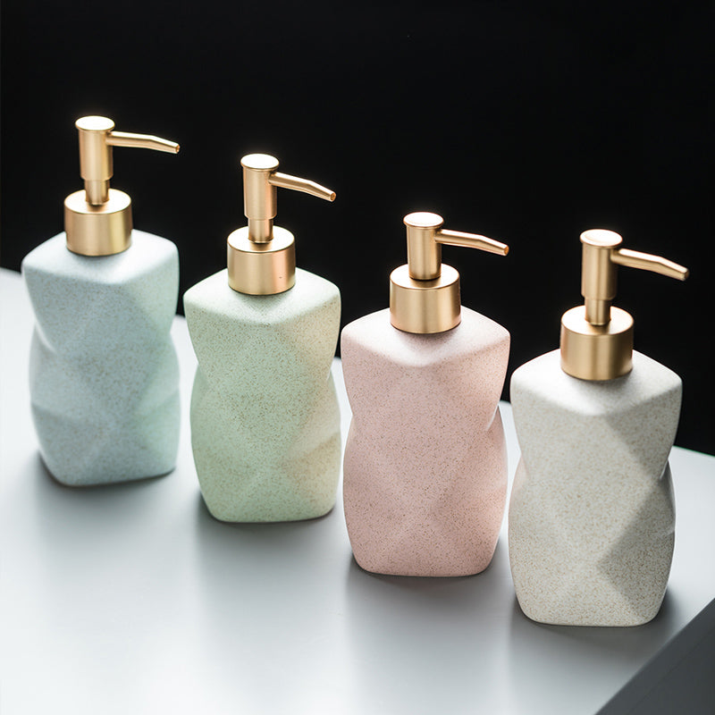 Ceramic Dimond Shape Soap Dispenser, Liquid Soap Pump Bottle - view 4