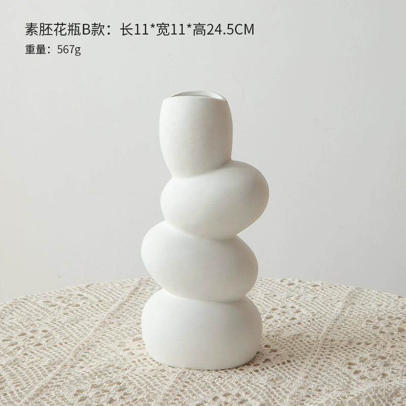 Feblilac Water Stone Ficus Ceramic Vase Ornament Living Room Flower Arrangement Entrance TV Cabinet Green Plan - view 27