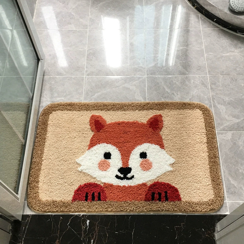 Feblilac Cute Fox Tufted Bath Mat