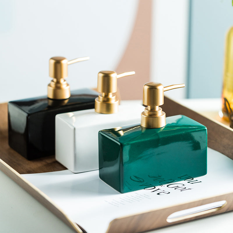 Ceramic Soap Dispenser, Flat Cuboid Bottle for Kitchen Bathroom - view 4